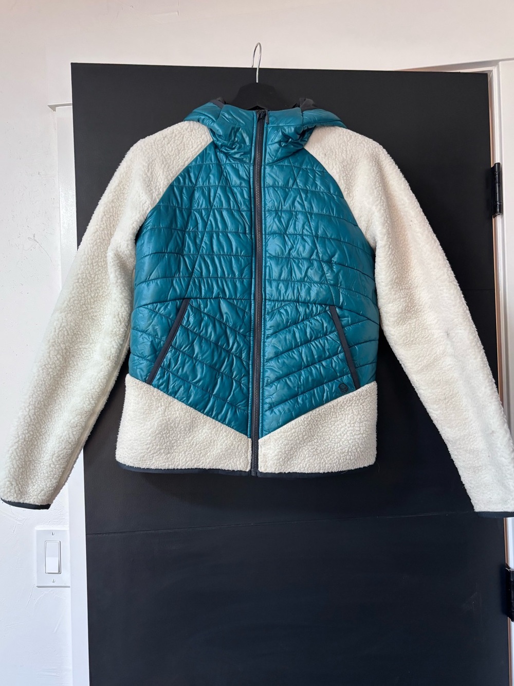 Mountain Hardwear Teal and White Hooded Hybrid Puffer Jacket - Women